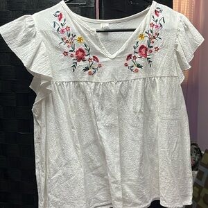 Boho Embroidered Top NWOT-Cotton